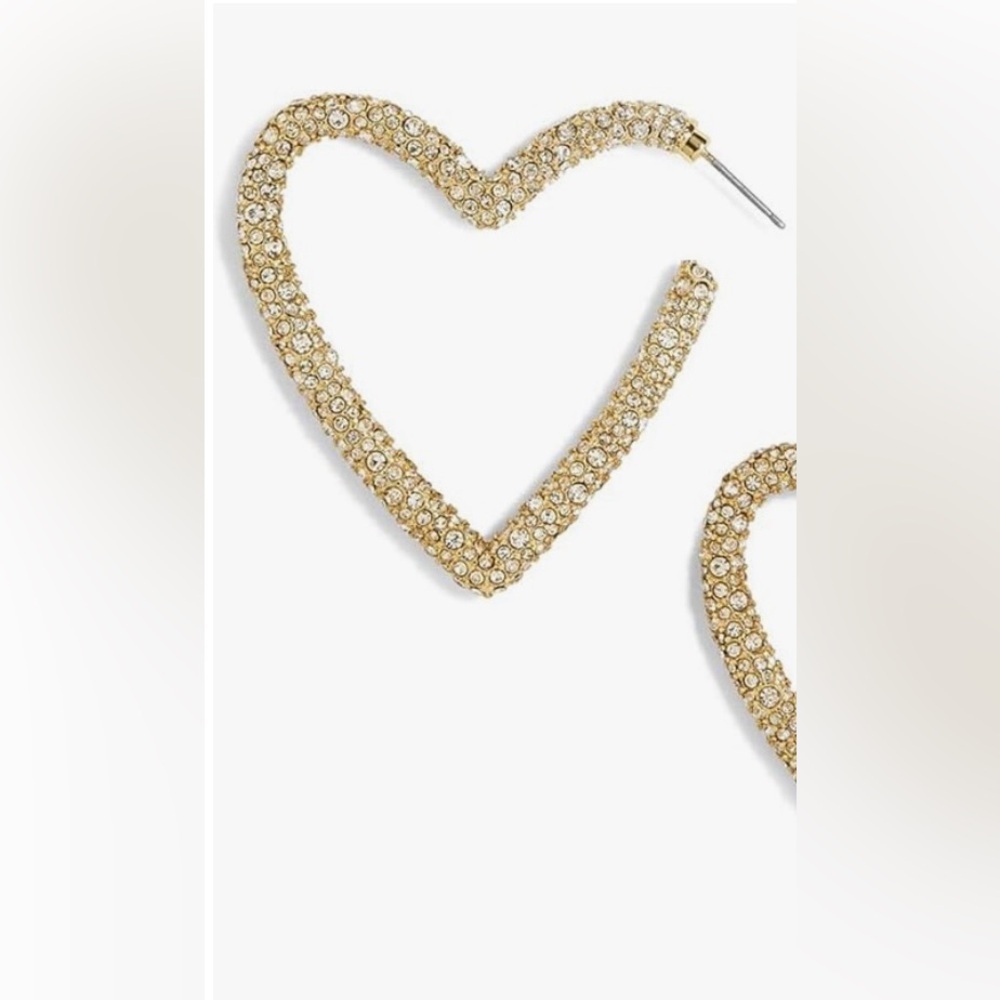 Heart Hoop Earrings CZ Crystal Gold Plated Earring for Women